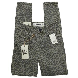Indigo Reign Skinny Ankle Jeans Women's 24 XS Gray Taupe Leopard Stretch Hi-Rise